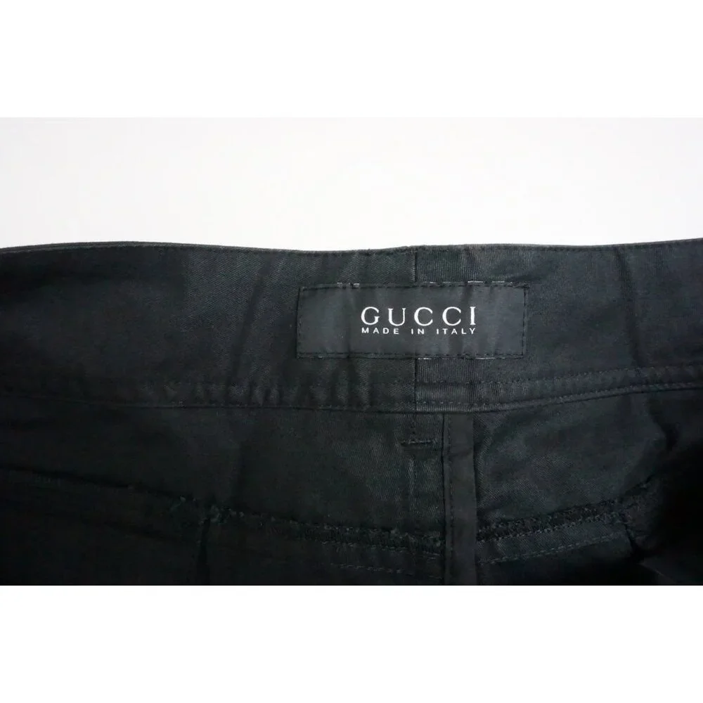 Gucci Solid Black 100% Cotton Chino Pants Trousers 52 EU Brand NEW